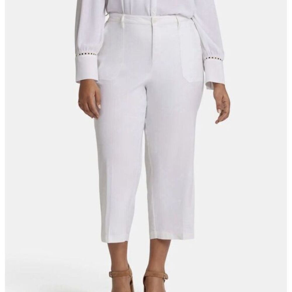 NYDJ Women's Wide Leg Patch Pocket Cotton Blend Capri Pants‎ In Plus Size 18 W